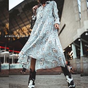 Mango Blue Floral Midi Dress